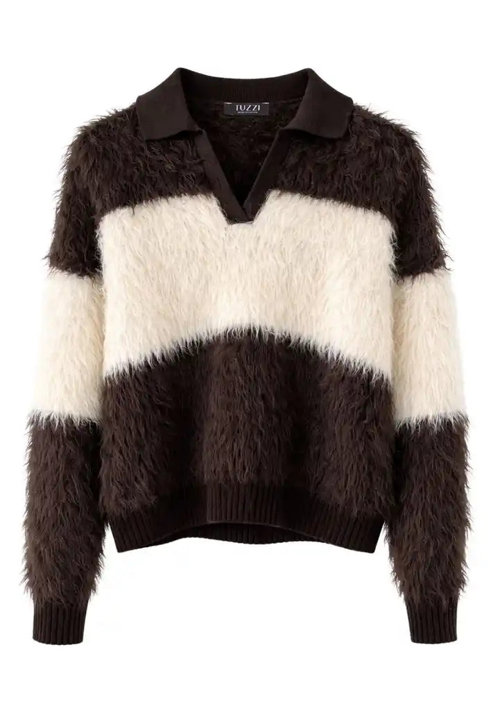 Tuzzi Colour Block Fluffy Knit Sweater