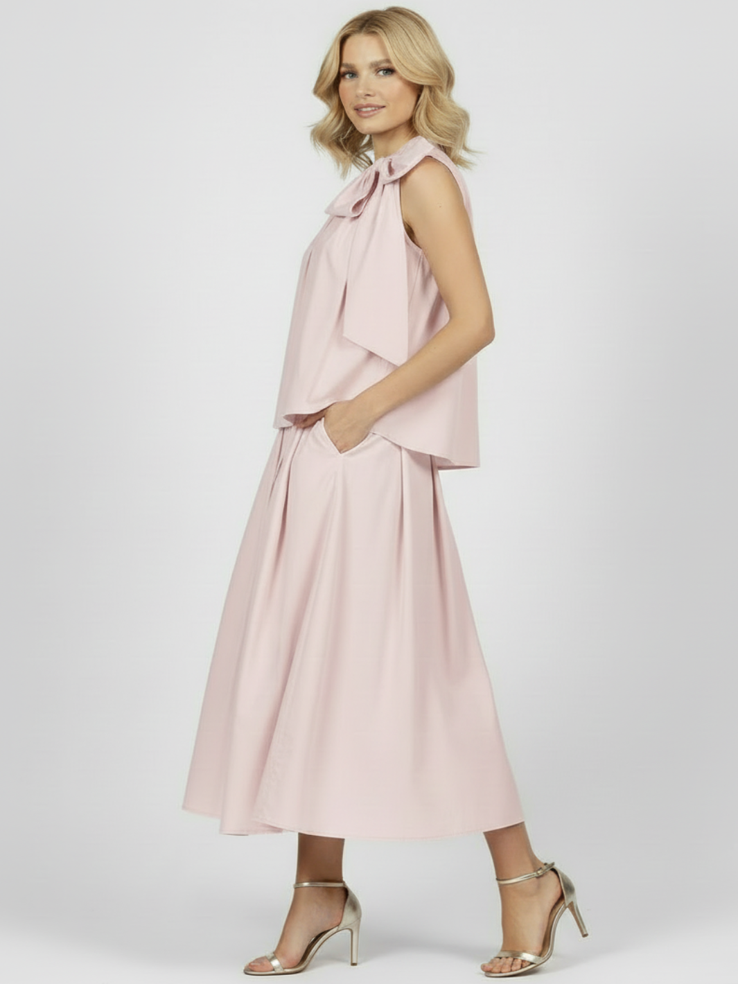 LIL JEN BLAIR COTTON SKIRT & IRIS TOP CO ORD IN PETAL PINK