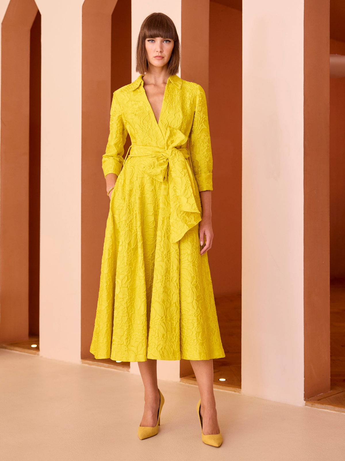 Carla Ruiz 52527 yellow tie dress