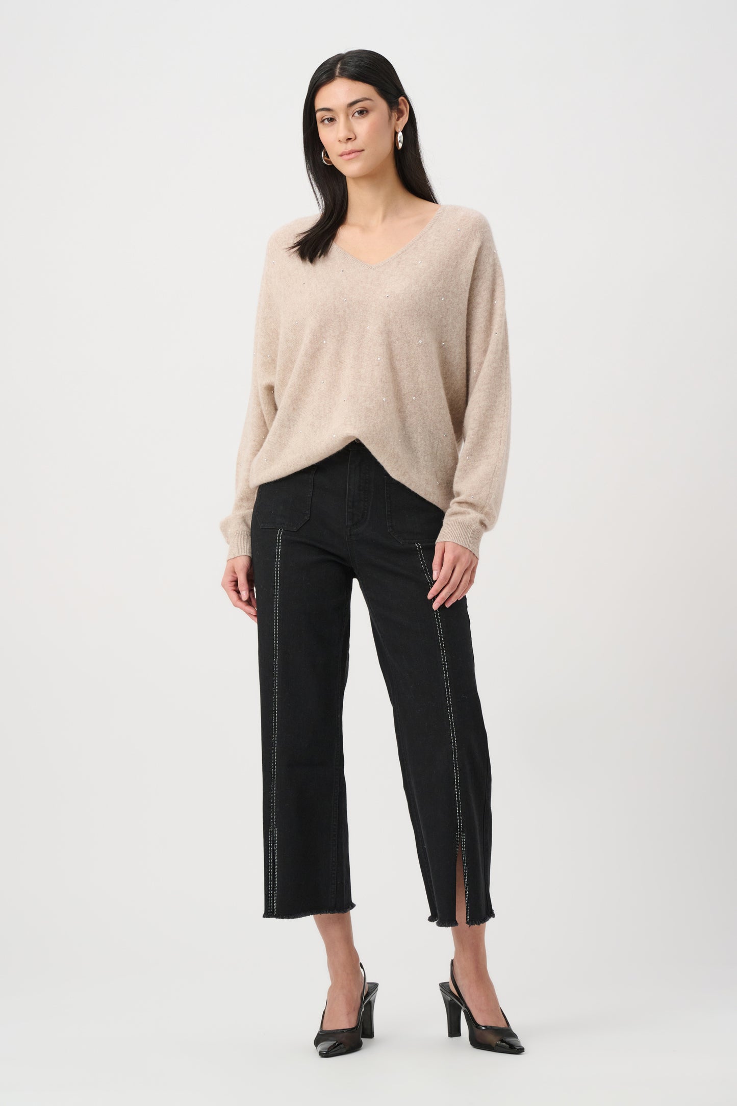Claudia | Culotte Jeans With Embellished Front Seam
241903F26