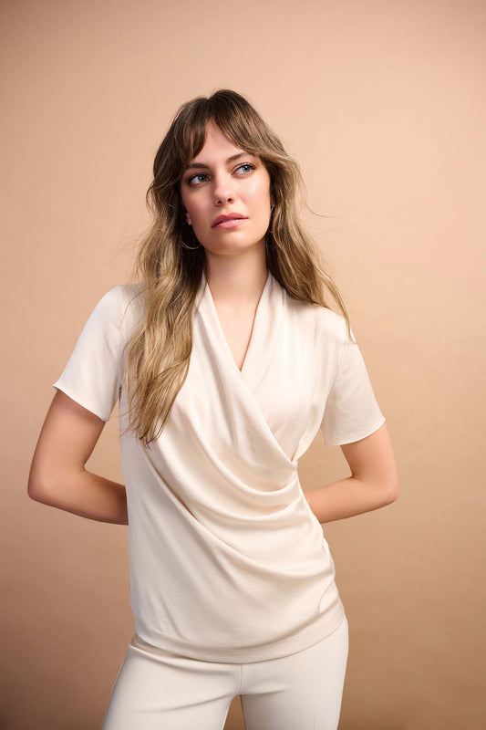 JOSEPH RIBKOFF 253237F25 Recycled Satin And Silky Knit Wrap Top