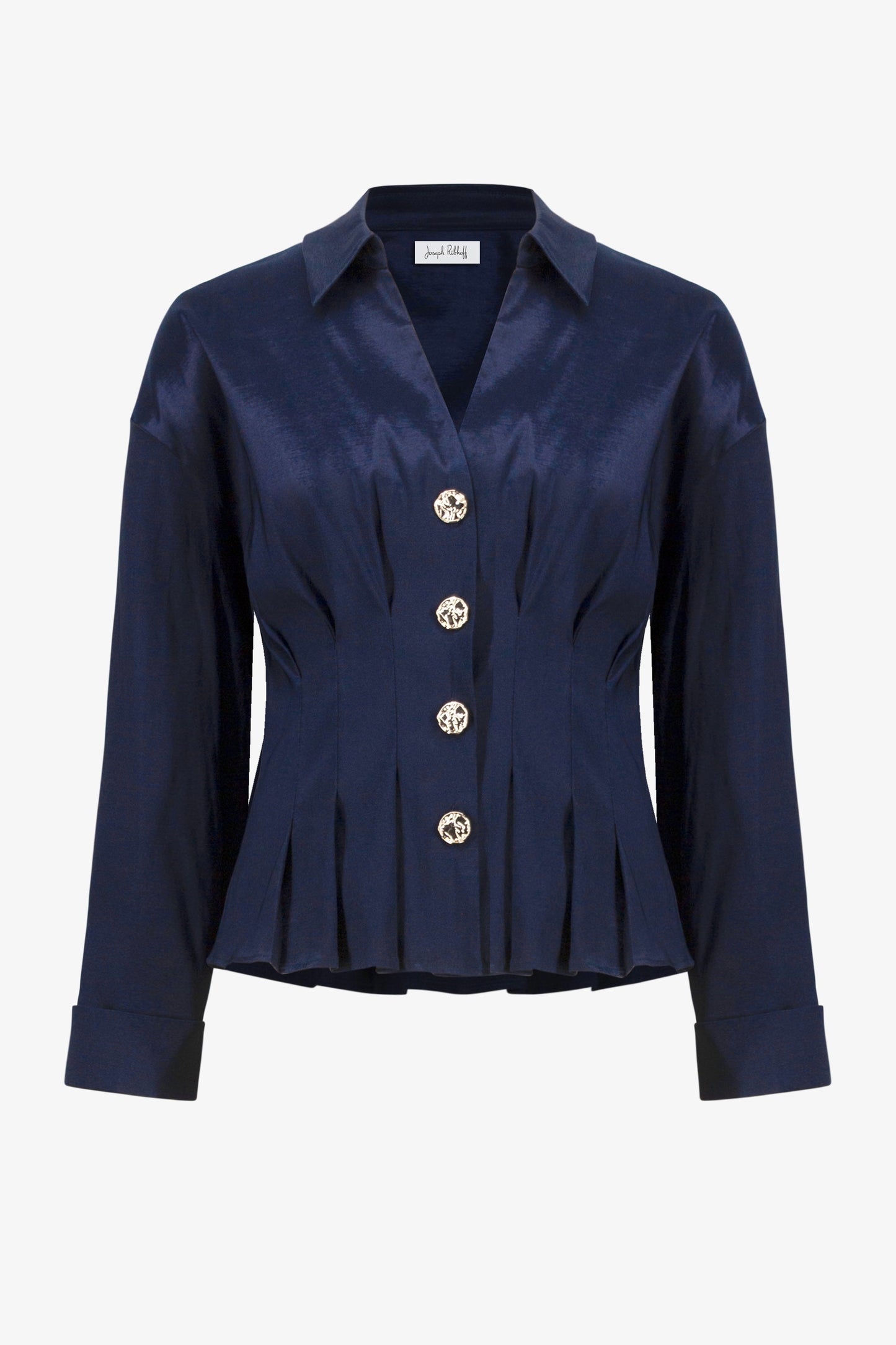 Signature | Stretch Taffeta Fit And Flare Blouse With Chain Link Button Cuffs
261742