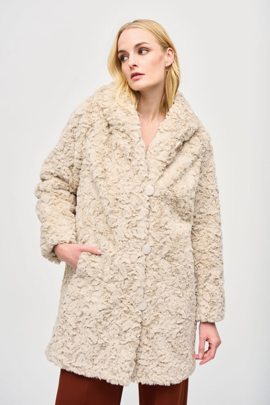 Joseph Ribkoff - Faux Cream Fur Reversible Coat 243903
