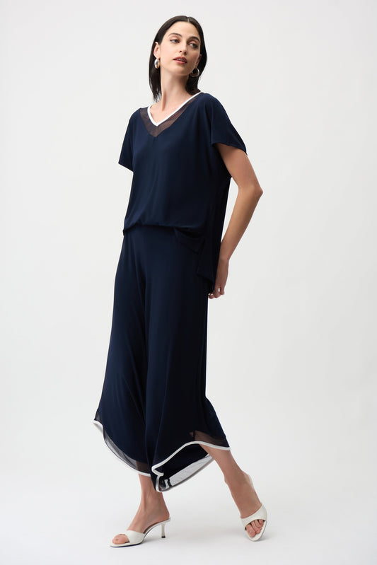 Silky Knit Color Block Wide Leg Culotte Jumpsuit
261012