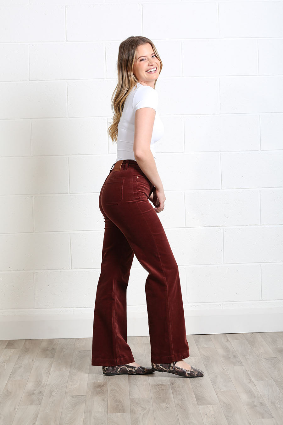 Rant & Rave Bridget Cord Wide Leg Terracotta