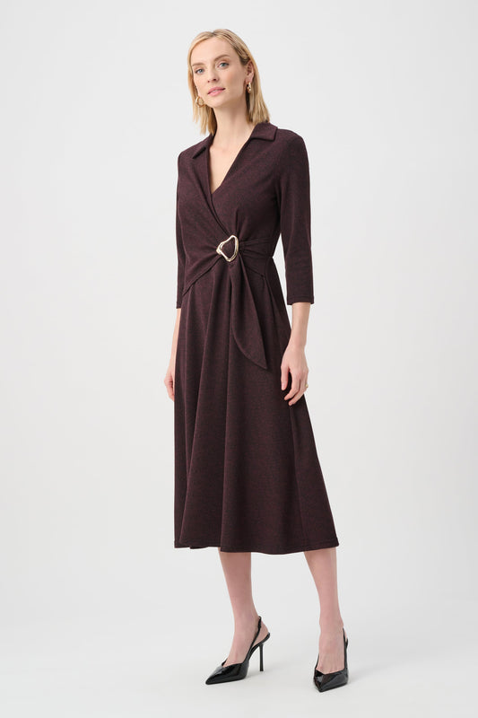 JOSEPH RIBKOFF Herringbone Fit And Flare Wrap Dress 263061