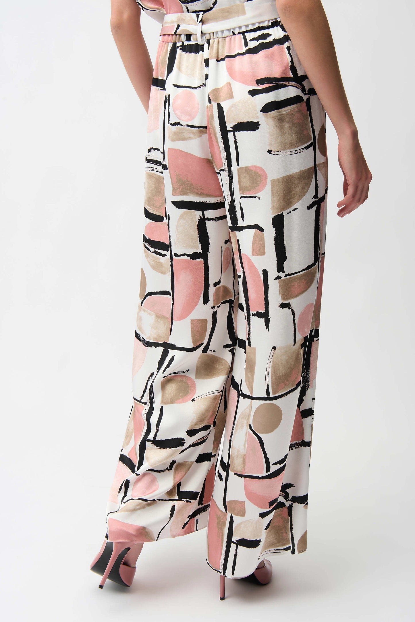 Recycled Satin Abstract Print Wide Leg Pull-On Pants
261198