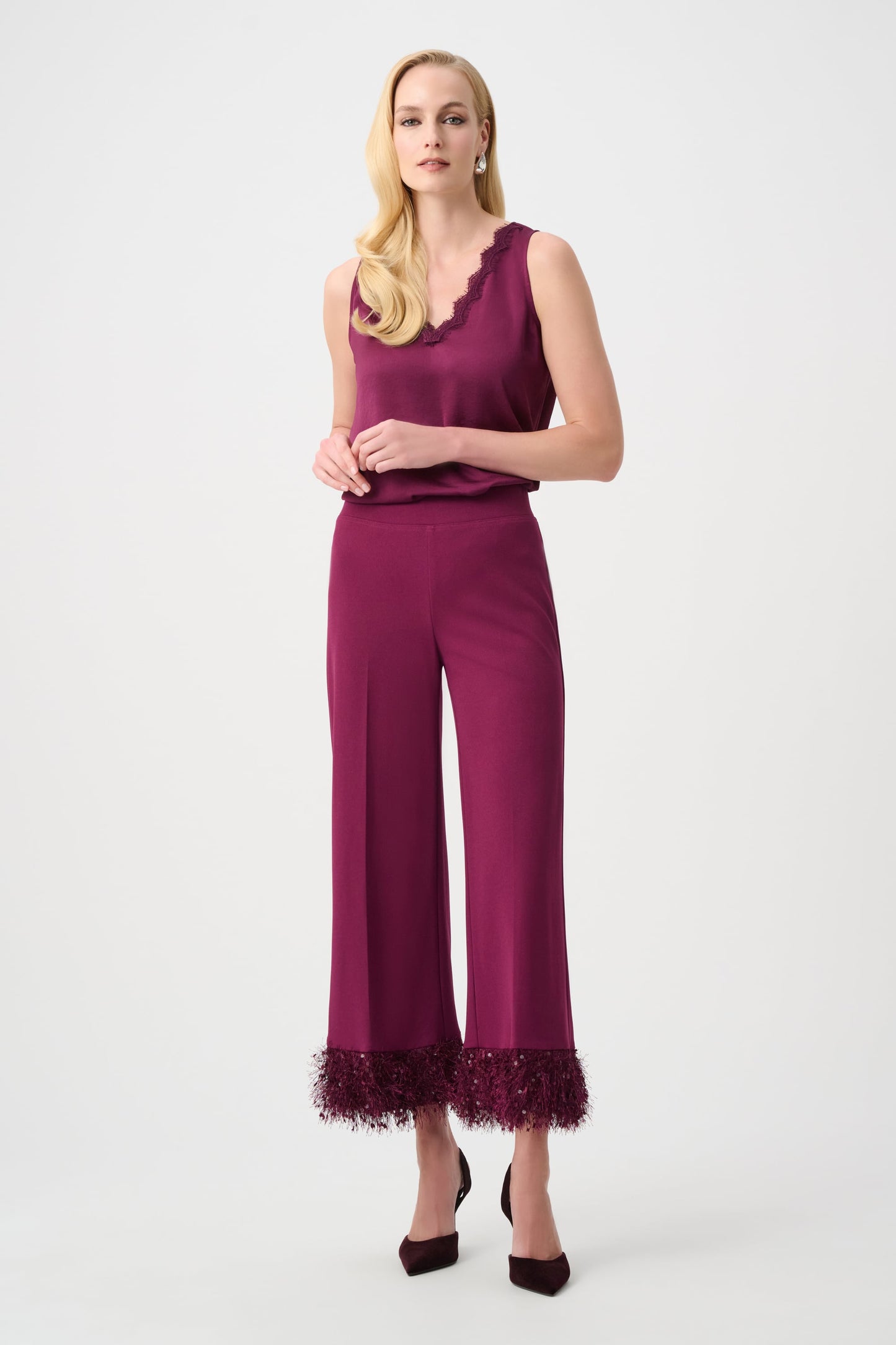JOSEPH RIBKOFF Recycled Satin Sleeveless V-Neck Top 263235
