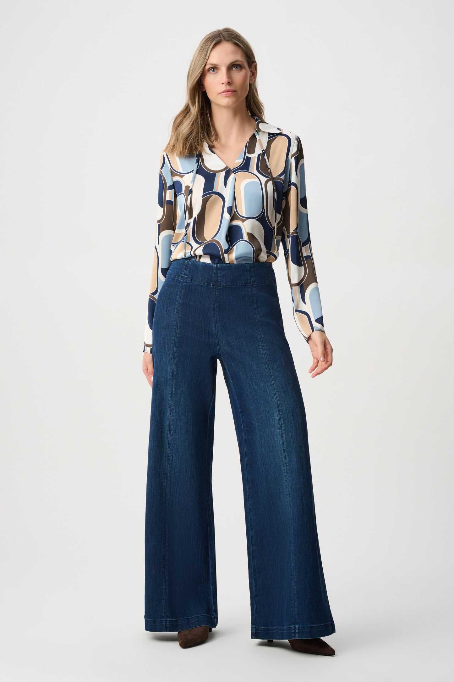 JOSEPH RIBKOFF Recycled Satin Geometric Top 263071