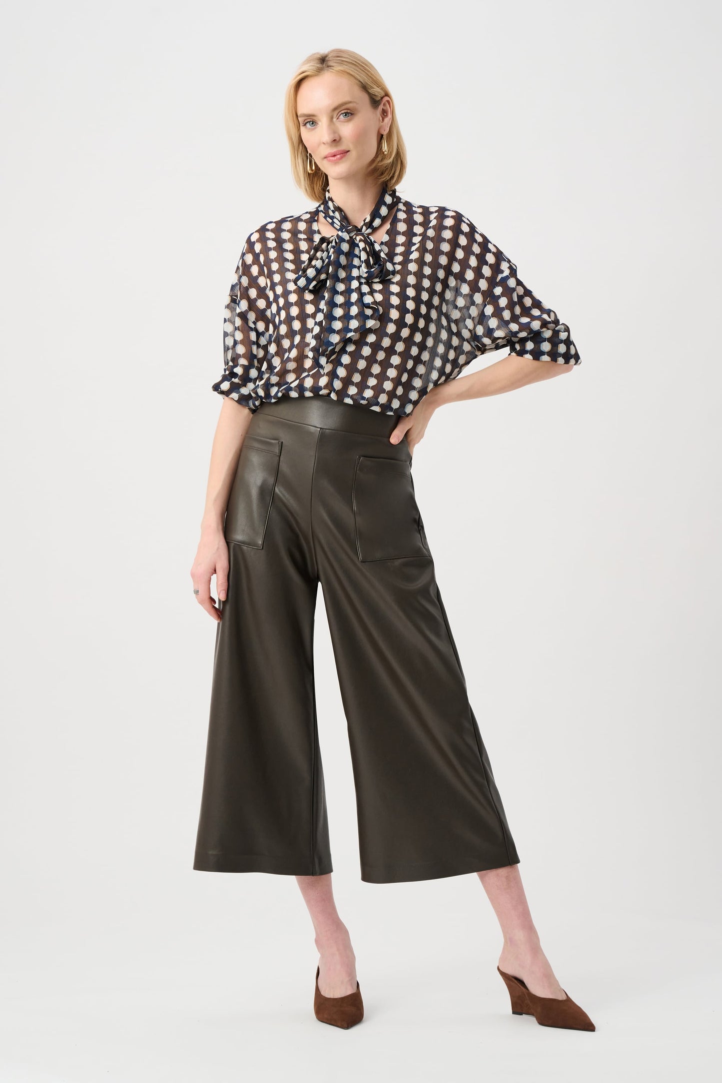 Leatherette Pull-On Culotte Pants
263096
