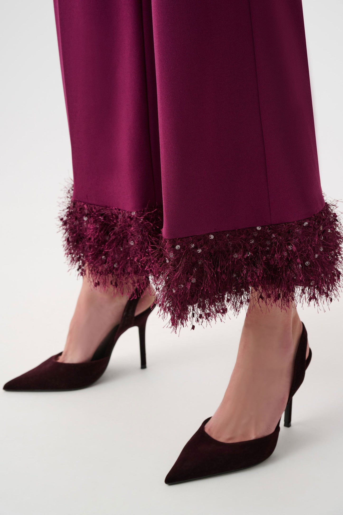 JOSEPH RIBKOFF Signature | Scuba Crepe Wide Leg Pants With Fringe 263715