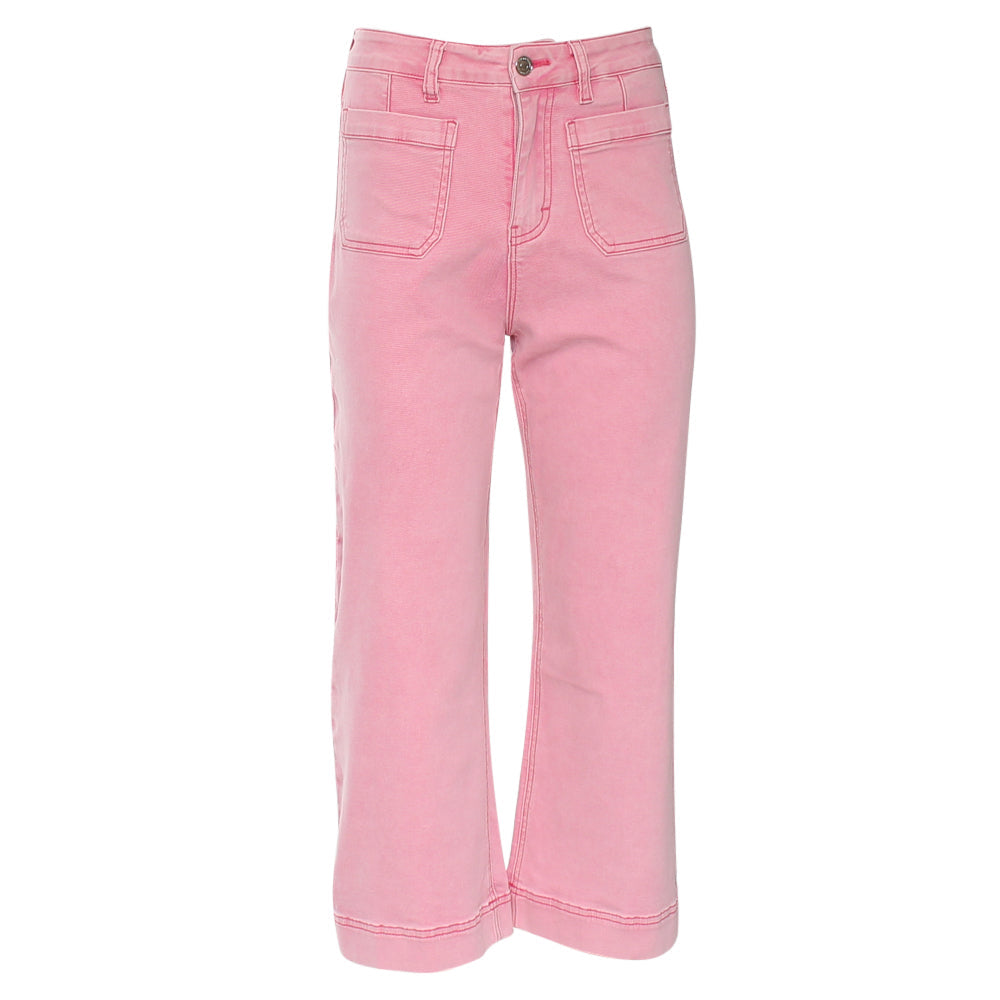 Rant & Rave Laine Crop Wide Leg Jean in Pink Ice