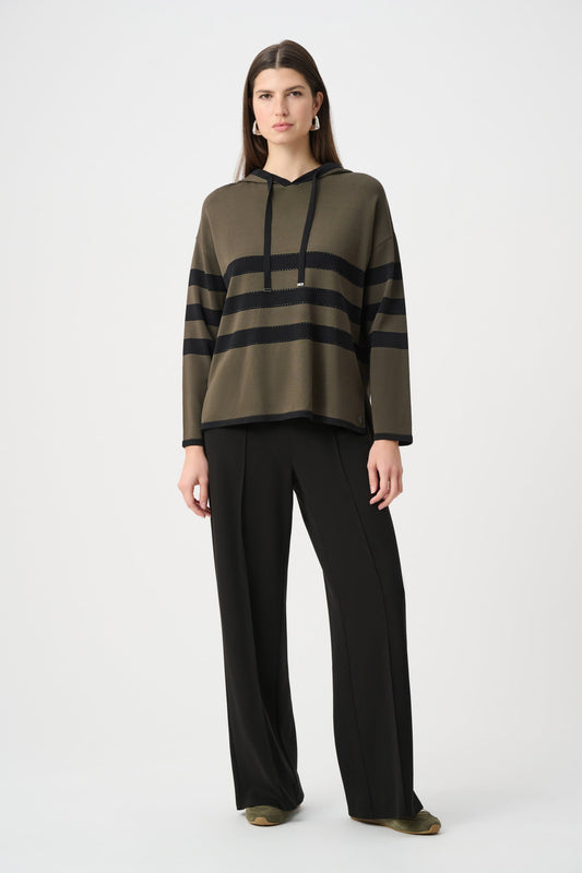JOSEPH RIBKOFF Sweater Knit Striped Hooded Sweater 263626