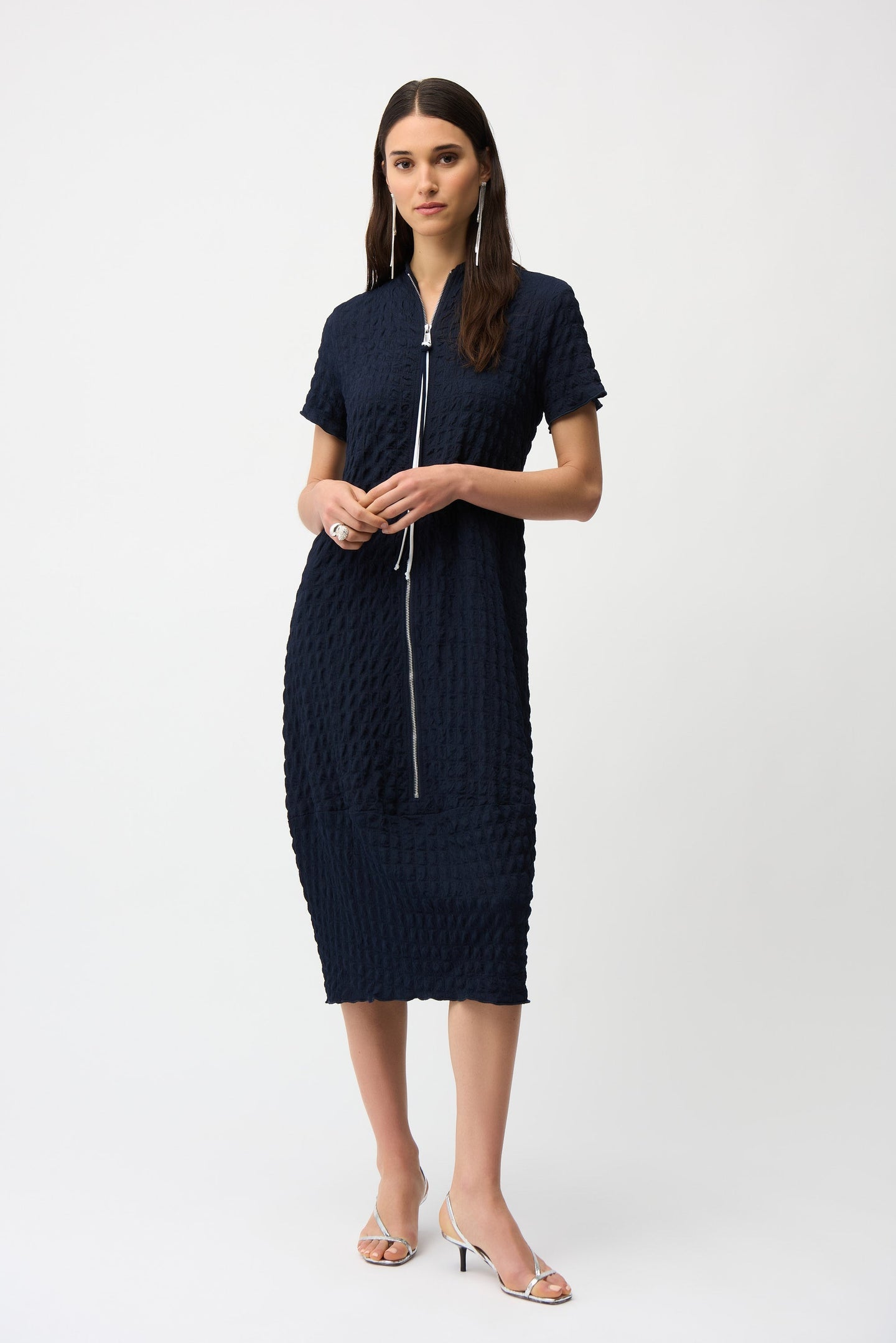 Joseph Ribkoff Textured Cocoon Dress With Front Zipper Style 261064