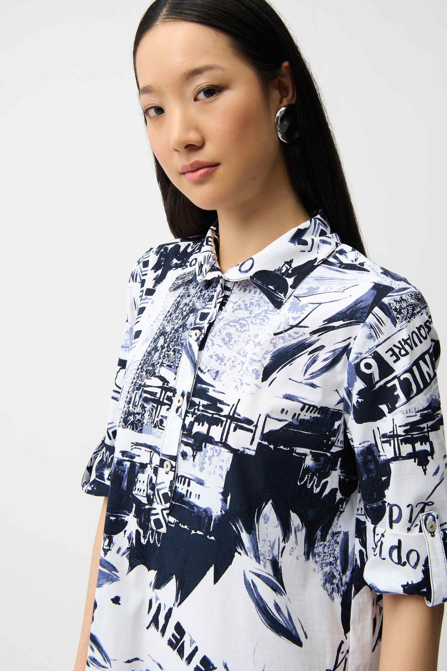 Stretch Poplin Conversational Print Shirt Dress
261048