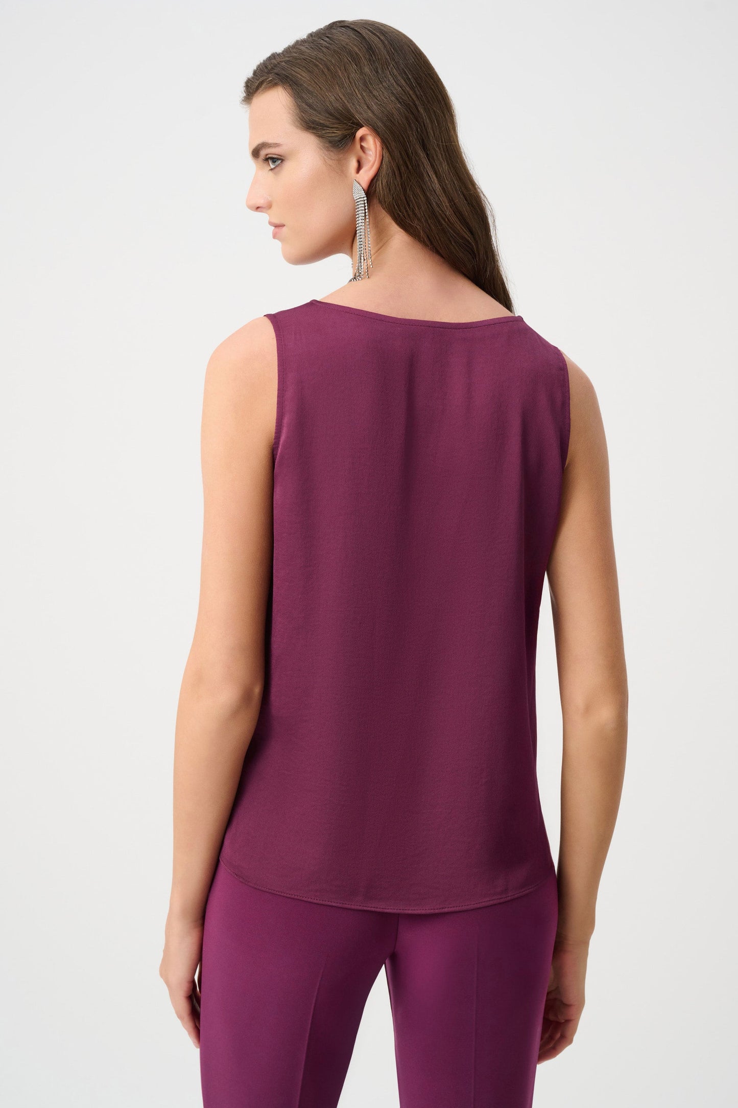 JOSEPH RIBKOFF Recycled Satin Sleeveless V-Neck Top 263235