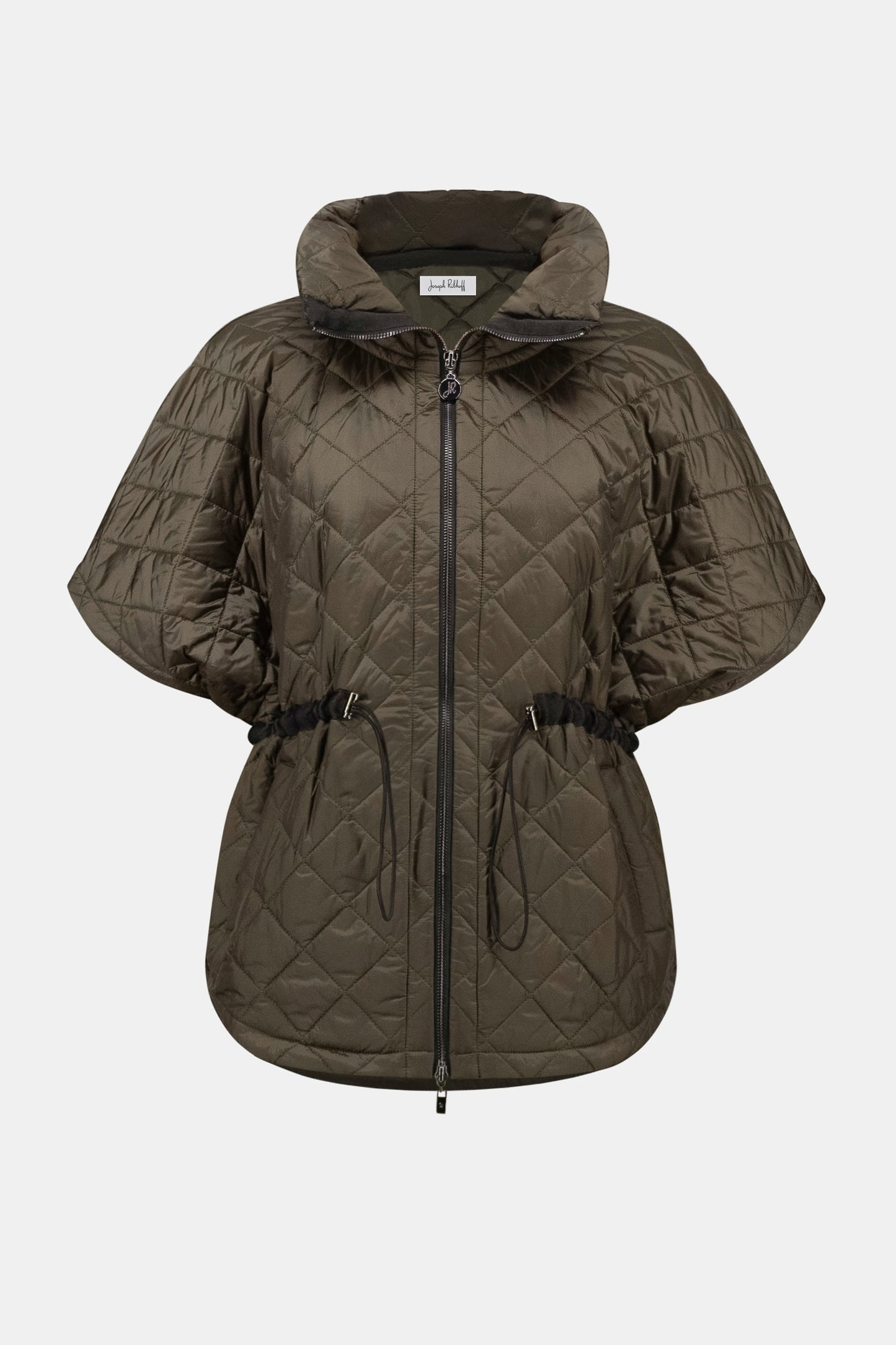 JOSEPH RIBKOFF 263643 Quilted Nylon Shawl-Neck Boxy Vest