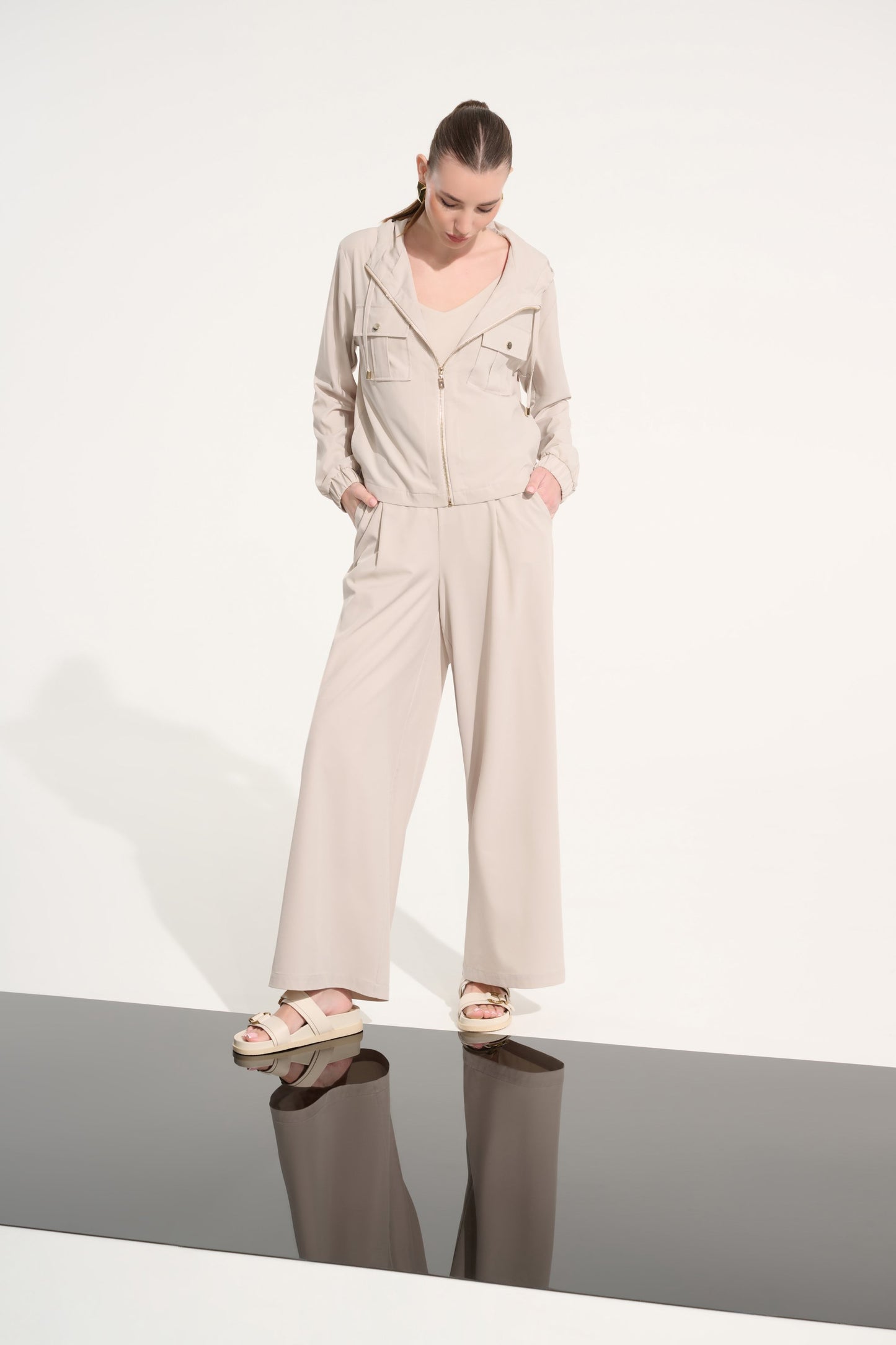 JOSEPH RIBKOFF 262622 Stretch Woven Pull-On Wide Leg Pants