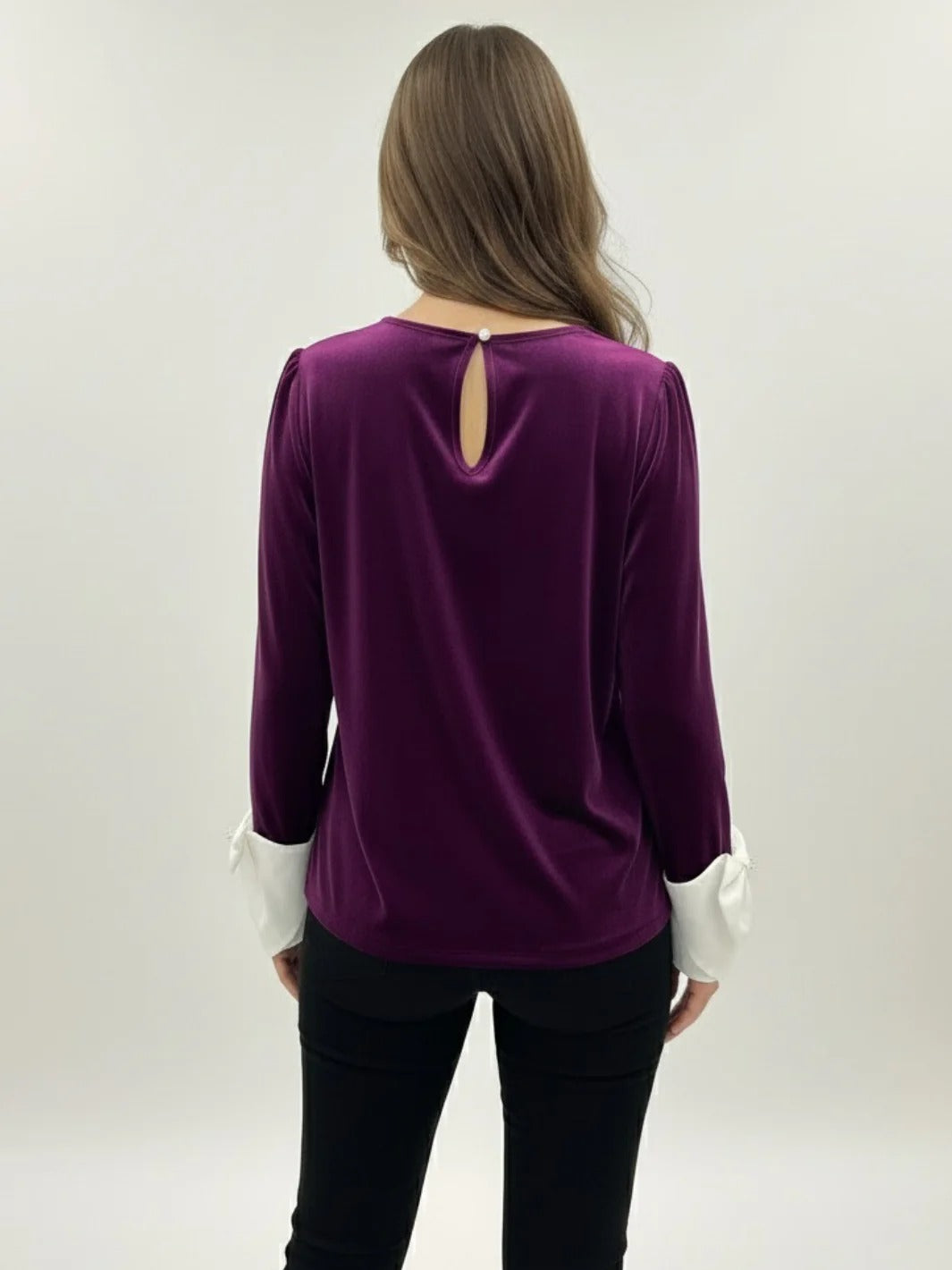 KATE & PIPPA ADA VELVET TOP IN PLUM