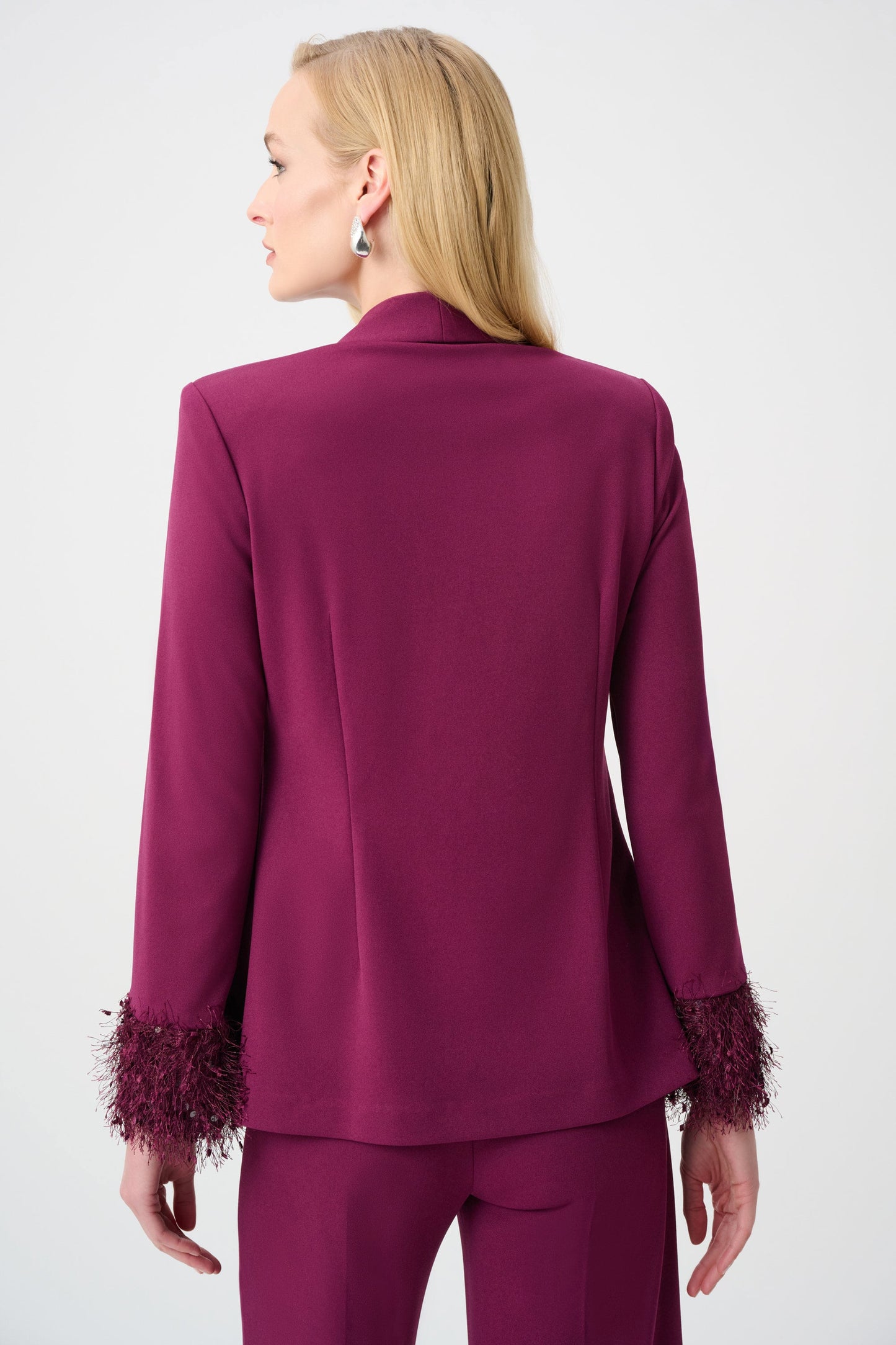 JOSEPH RIBKOFF Signature | Scuba Crepe Fitted Blazer With Fringe 263714