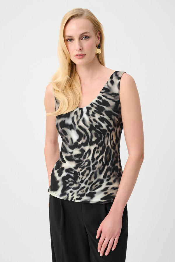 JOSEPH RIBKOFF Leopard Print Sleeveless Pullover Style 263762