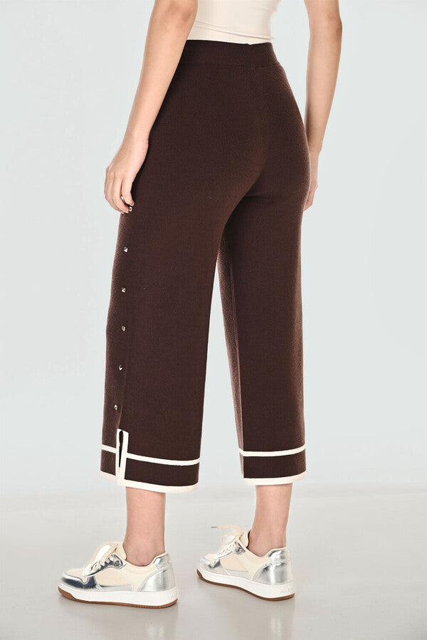 Frank Lyman 263764 Mocha cropped wide leg sweater pants