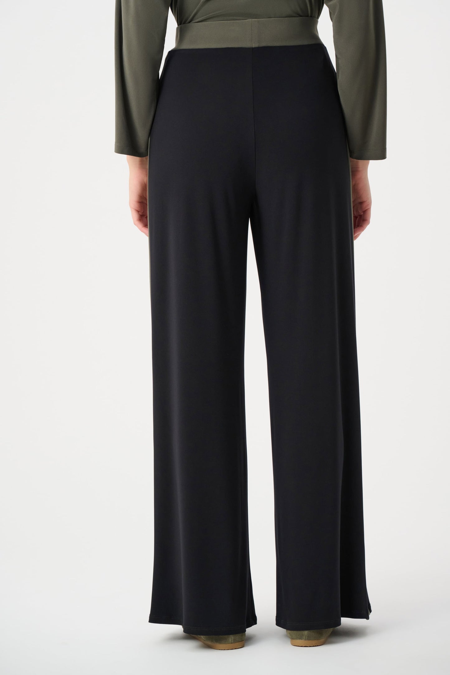 JOSEPH RIBKOFF Silky Knit Color Block Wide Leg Pull-On Pants 263607
