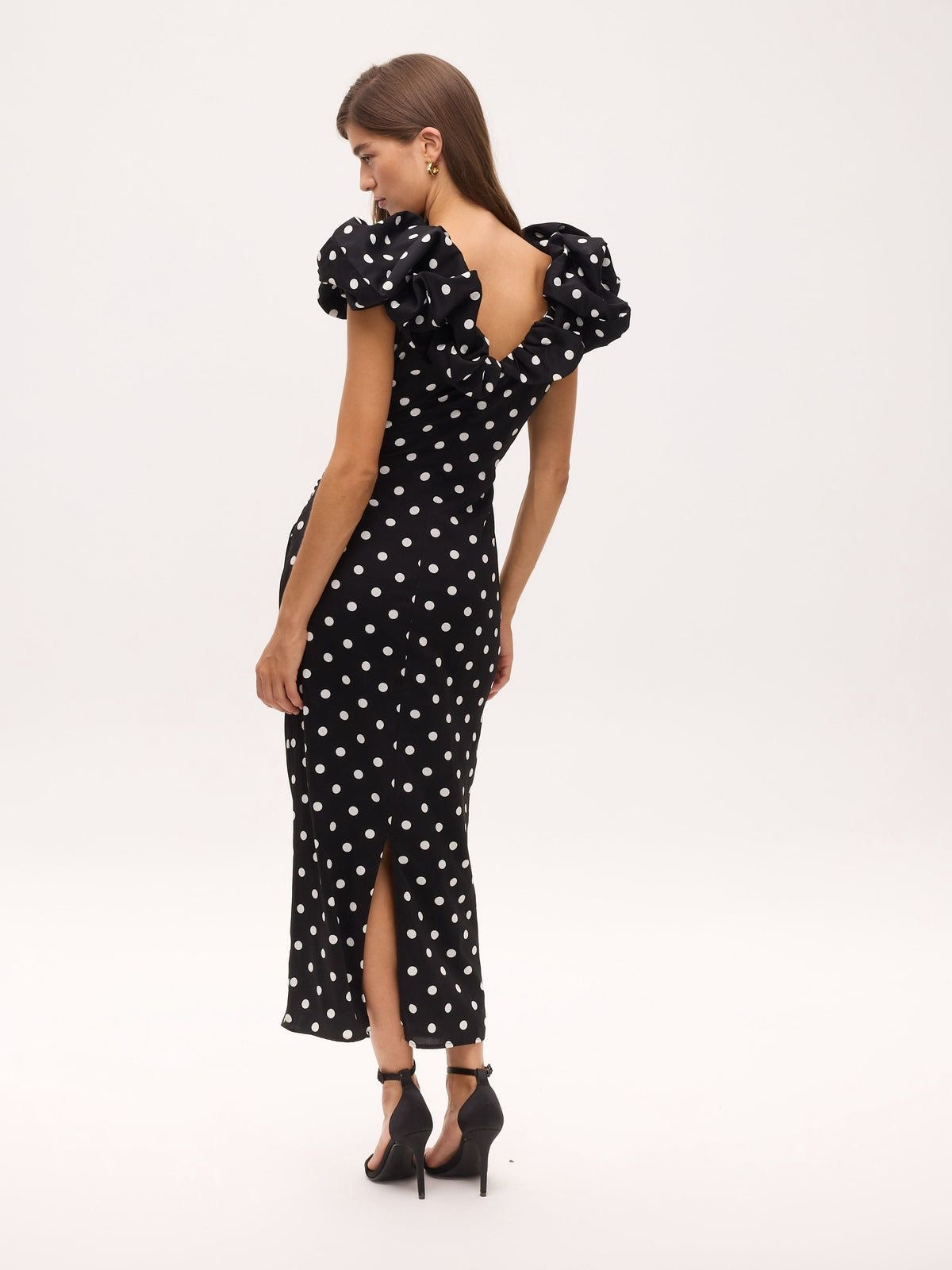 Mioh Bianca Dots ruffle midi dress