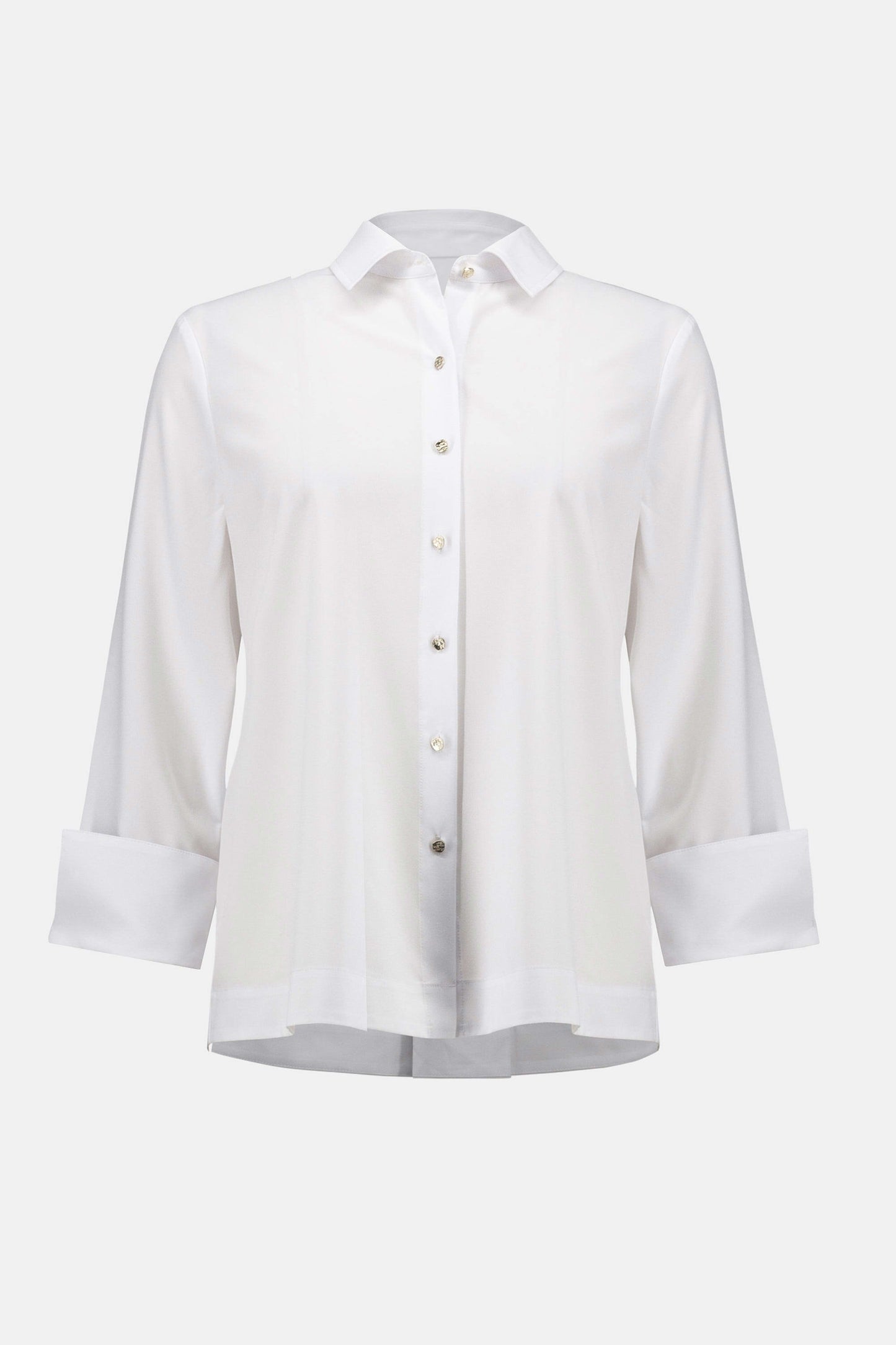 JOESPH RIBKOFF 253923 Stretch Poplin Button-Front Blouse with Zipper Accent in optic white