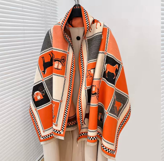 Doctor Bear Luxury cashmere feel scarf in orange