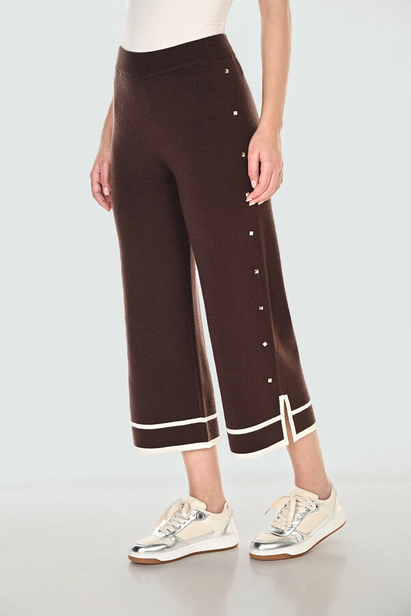 Frank Lyman 263764 Mocha cropped wide leg sweater pants