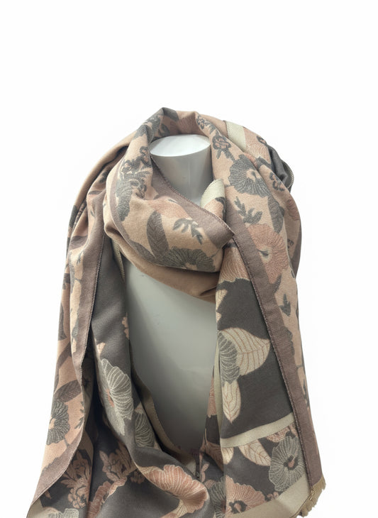Doctor Bear luxury cashmere feel scarf in blush/grey