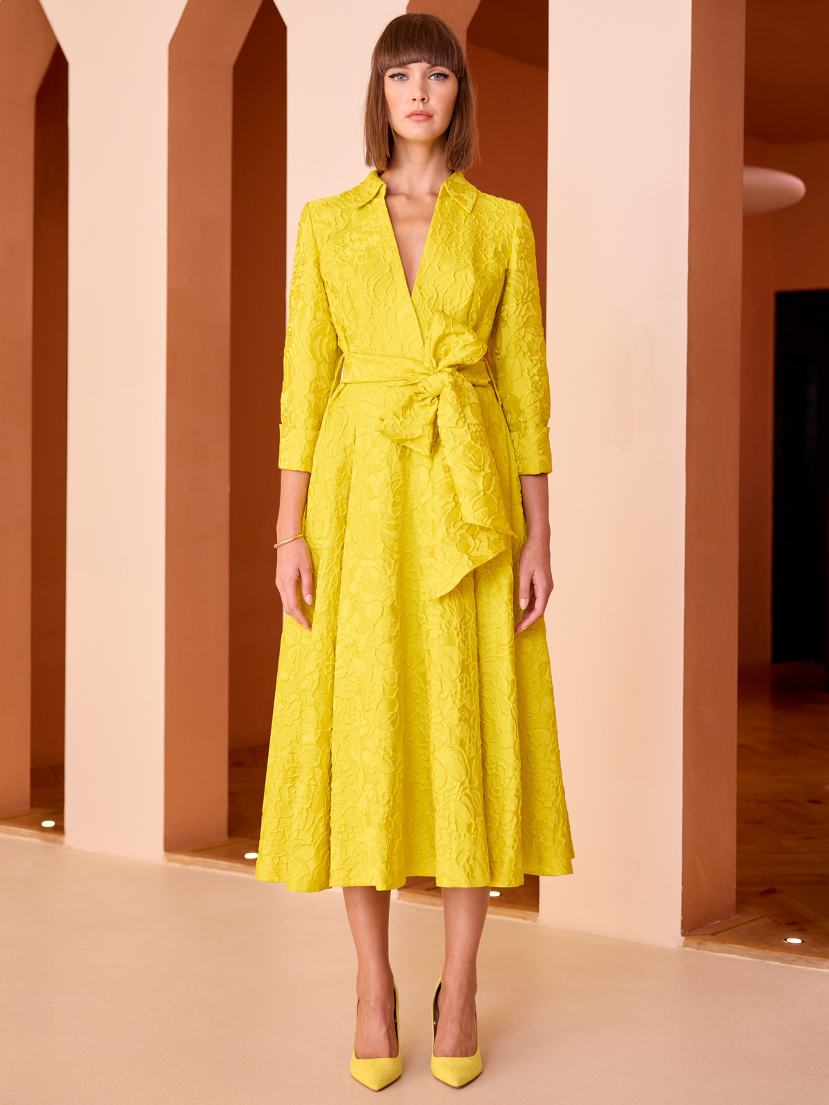 Carla Ruiz 52527 yellow tie dress