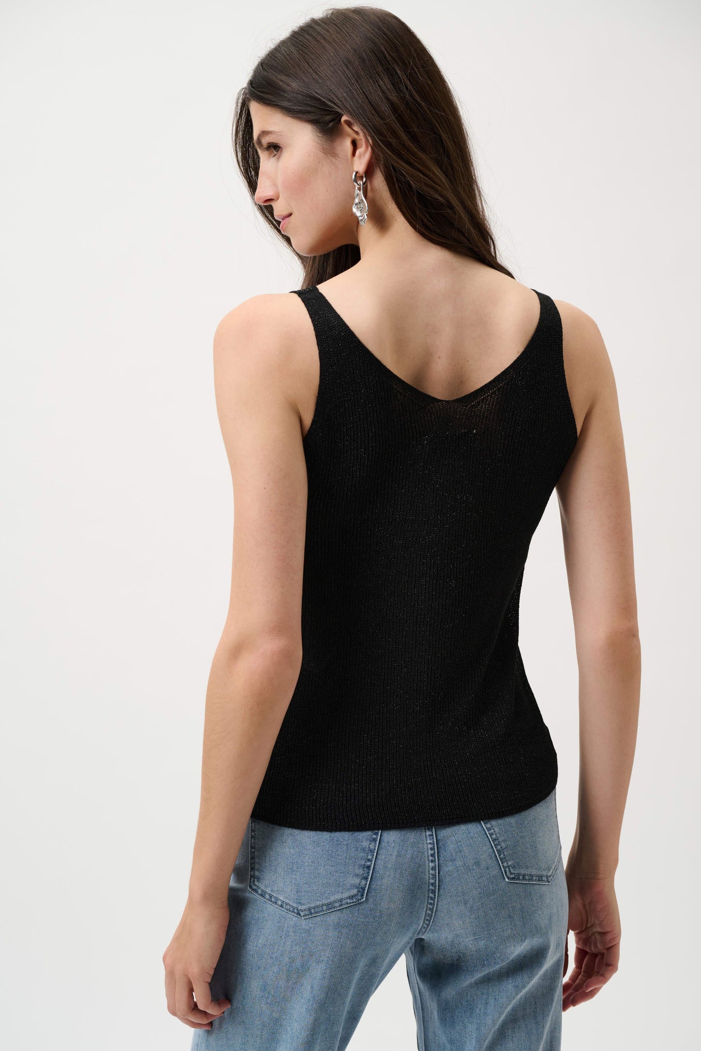 JOSEPH RIBKOFF 252915CO Metallic Knitted Camisole with Rhinestones