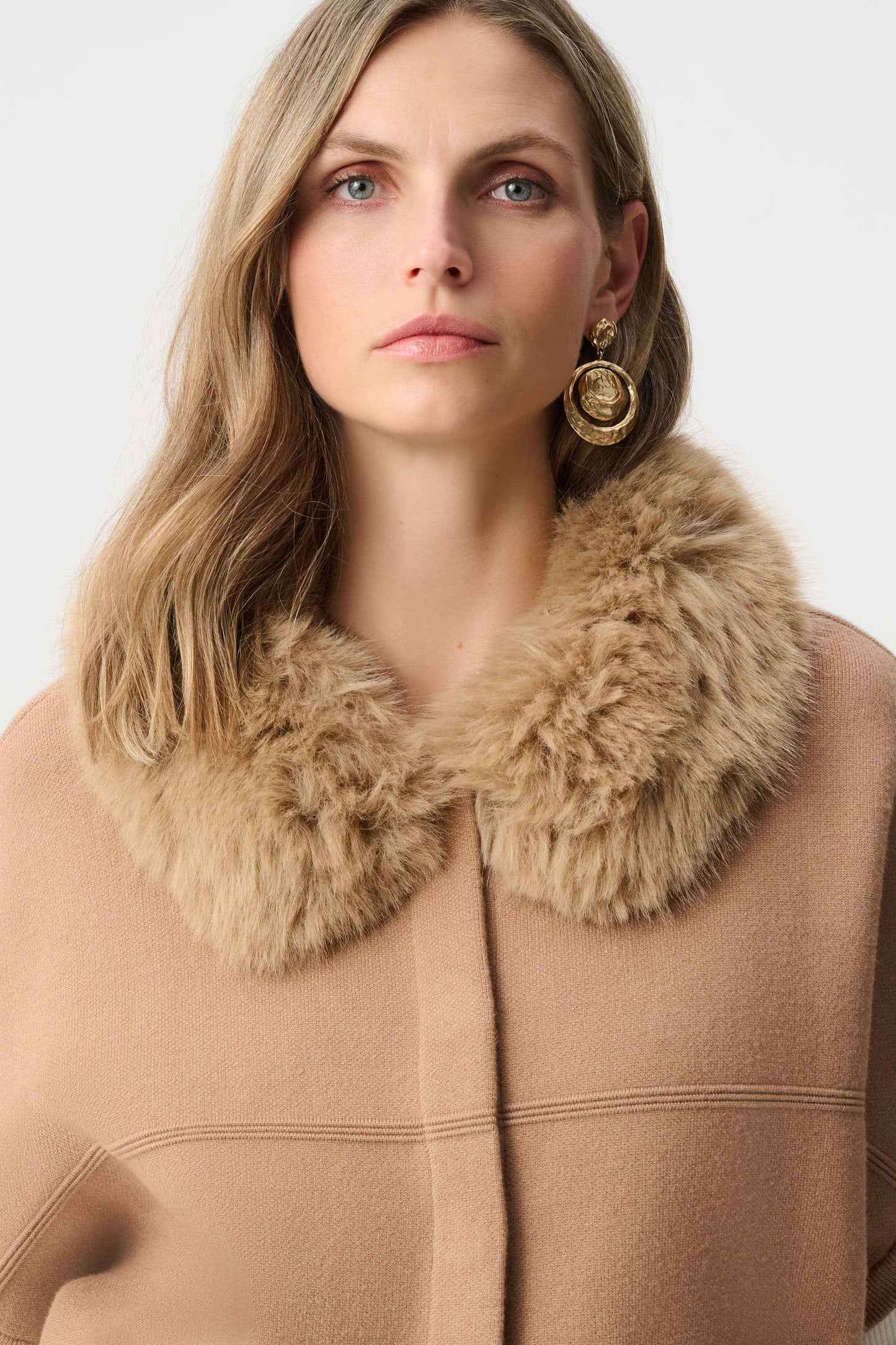 JOSEPH RIBKOFF 263949 Sweater Knit Jacket With Detachable Faux Fur Collar
