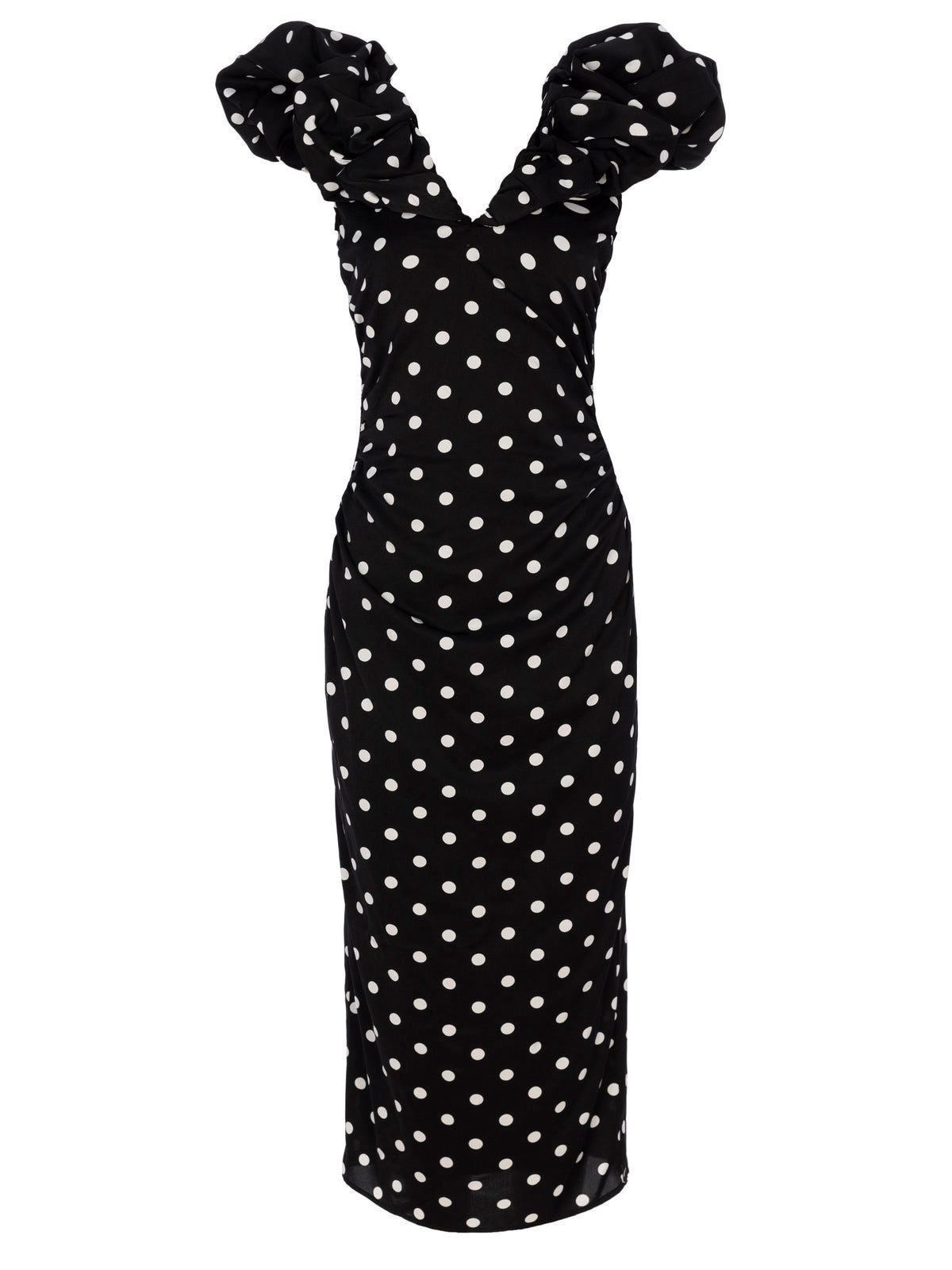 Mioh Bianca Dots ruffle midi dress