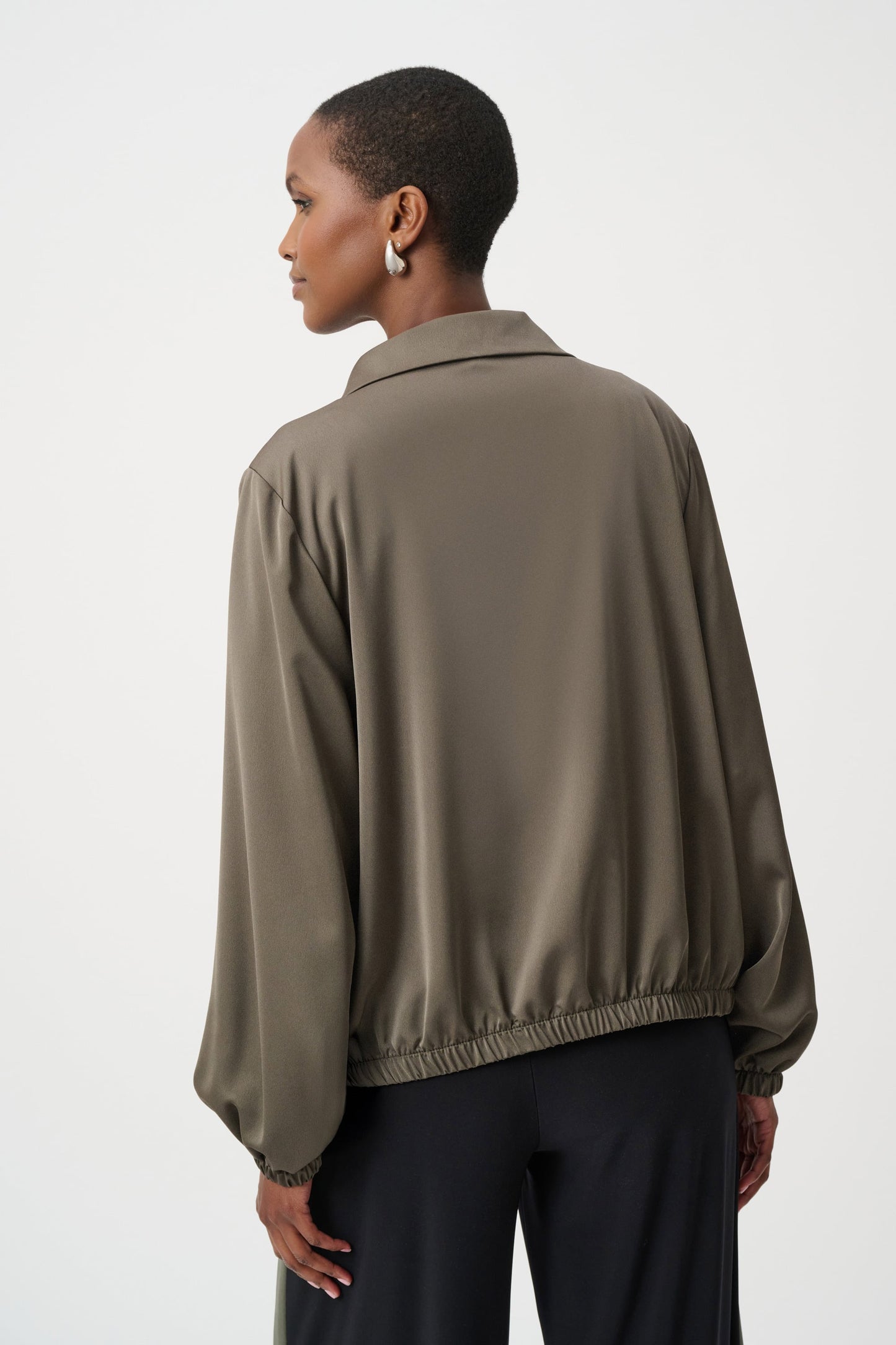 JOSEPH RIBKOFF Recycled Satin Zipped Bomber Jacket 263614