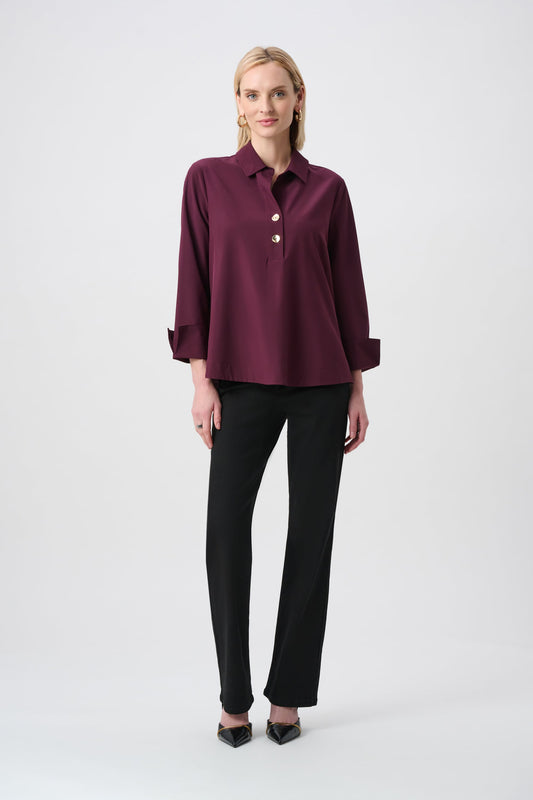 JOSEPH RIBKOFF 263928 Stretch Poplin Shirt-Collar Boxy Top
