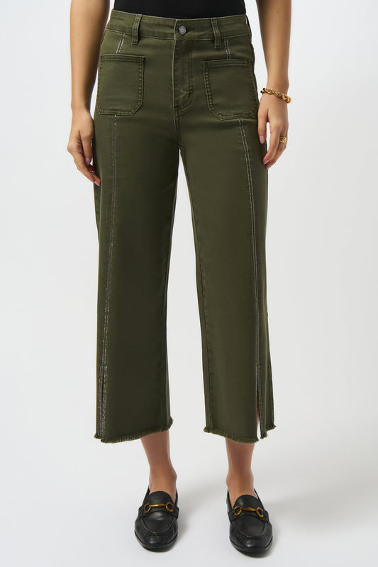 Culotte Jeans With Embellished Front Seam  
251901F25