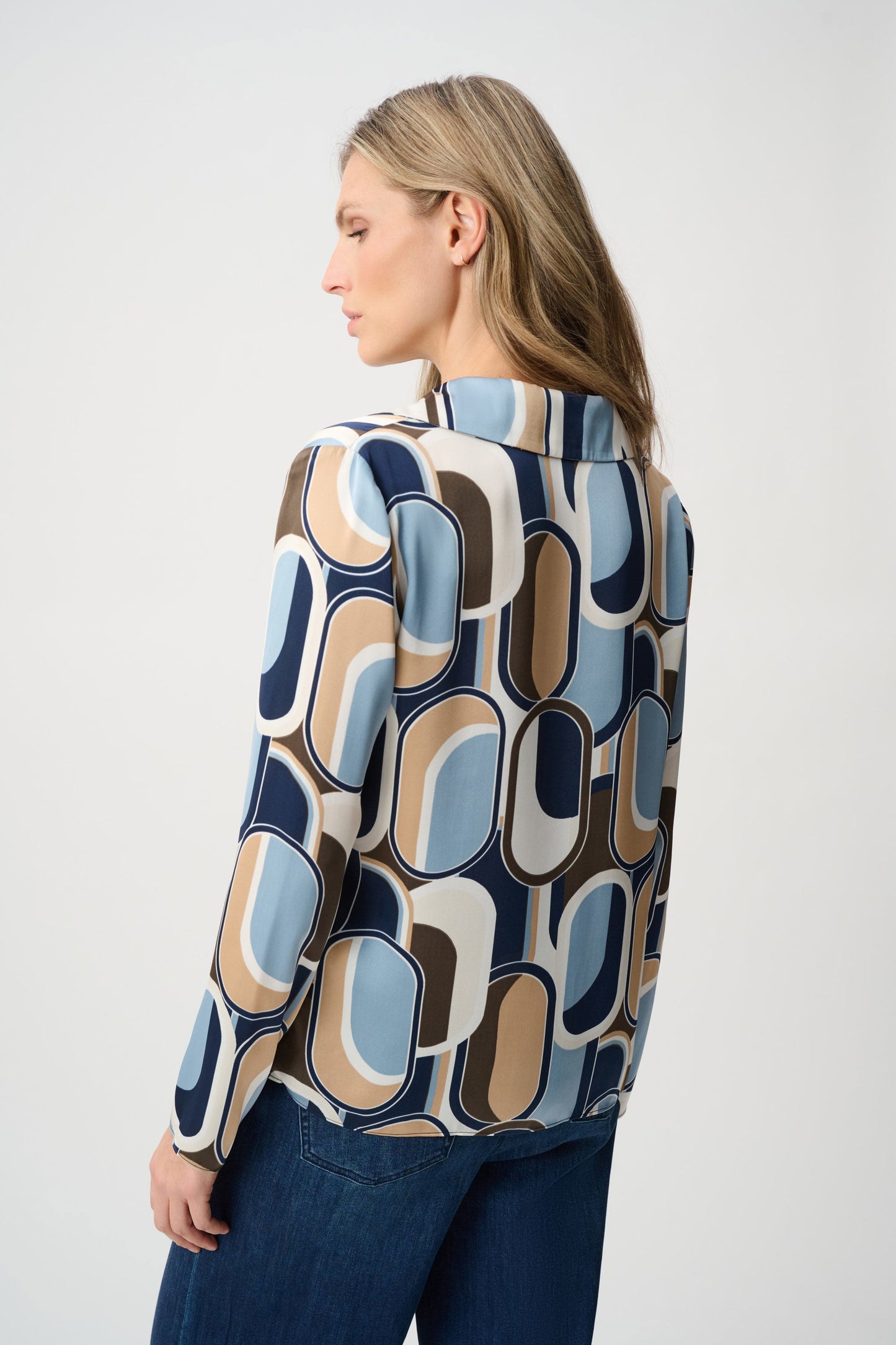JOSEPH RIBKOFF Recycled Satin Geometric Top 263071