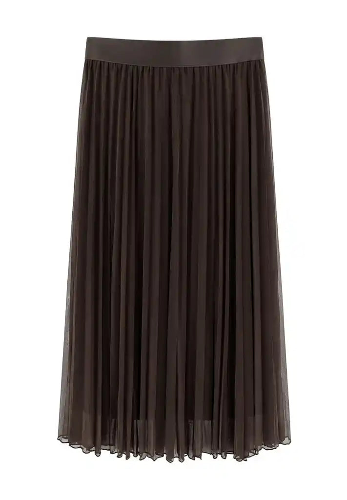 Tuzzi Chocolate Pleated Midi Skirt