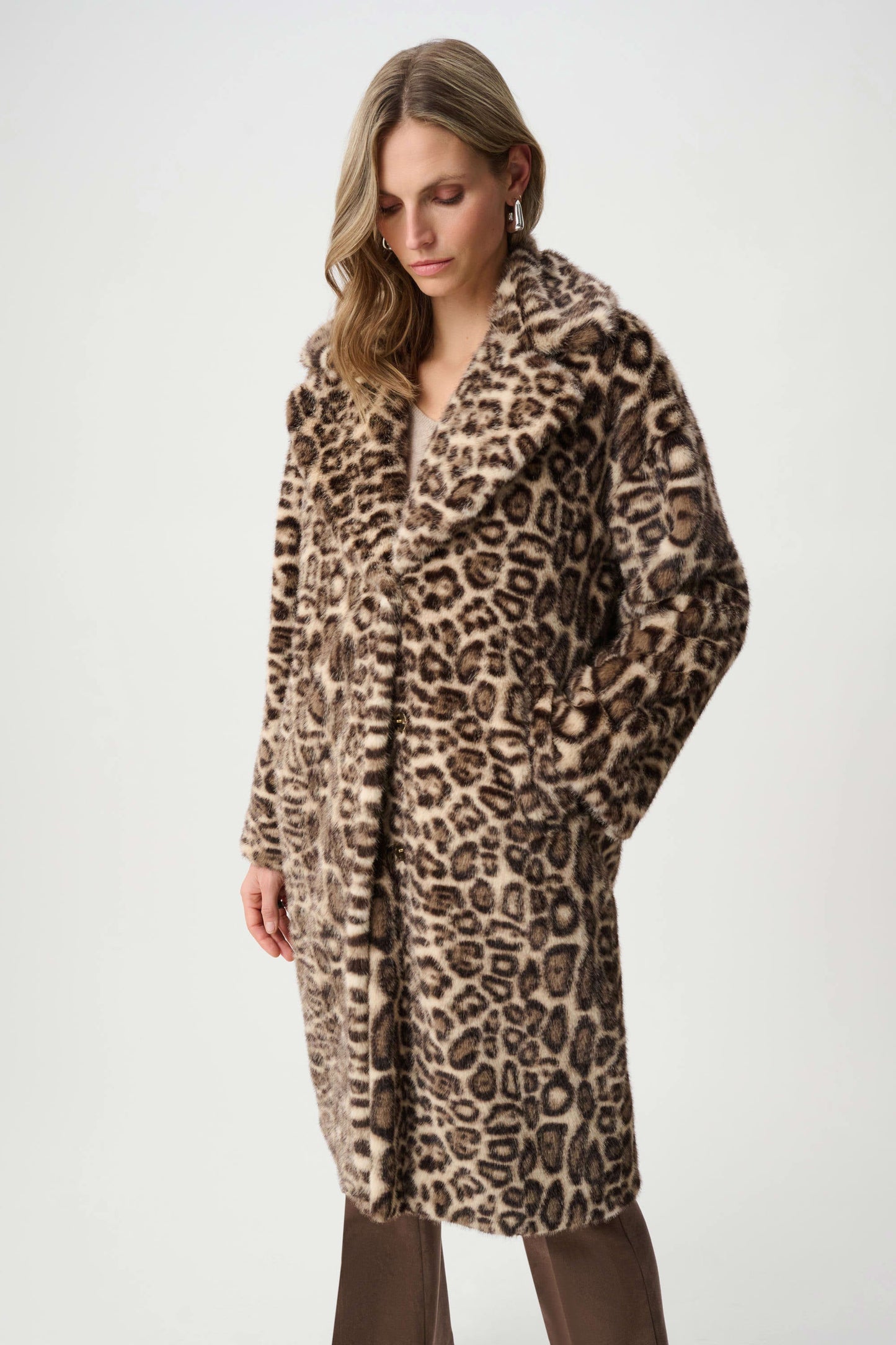 Faux Fur Leopard Print Straight Coat
263919