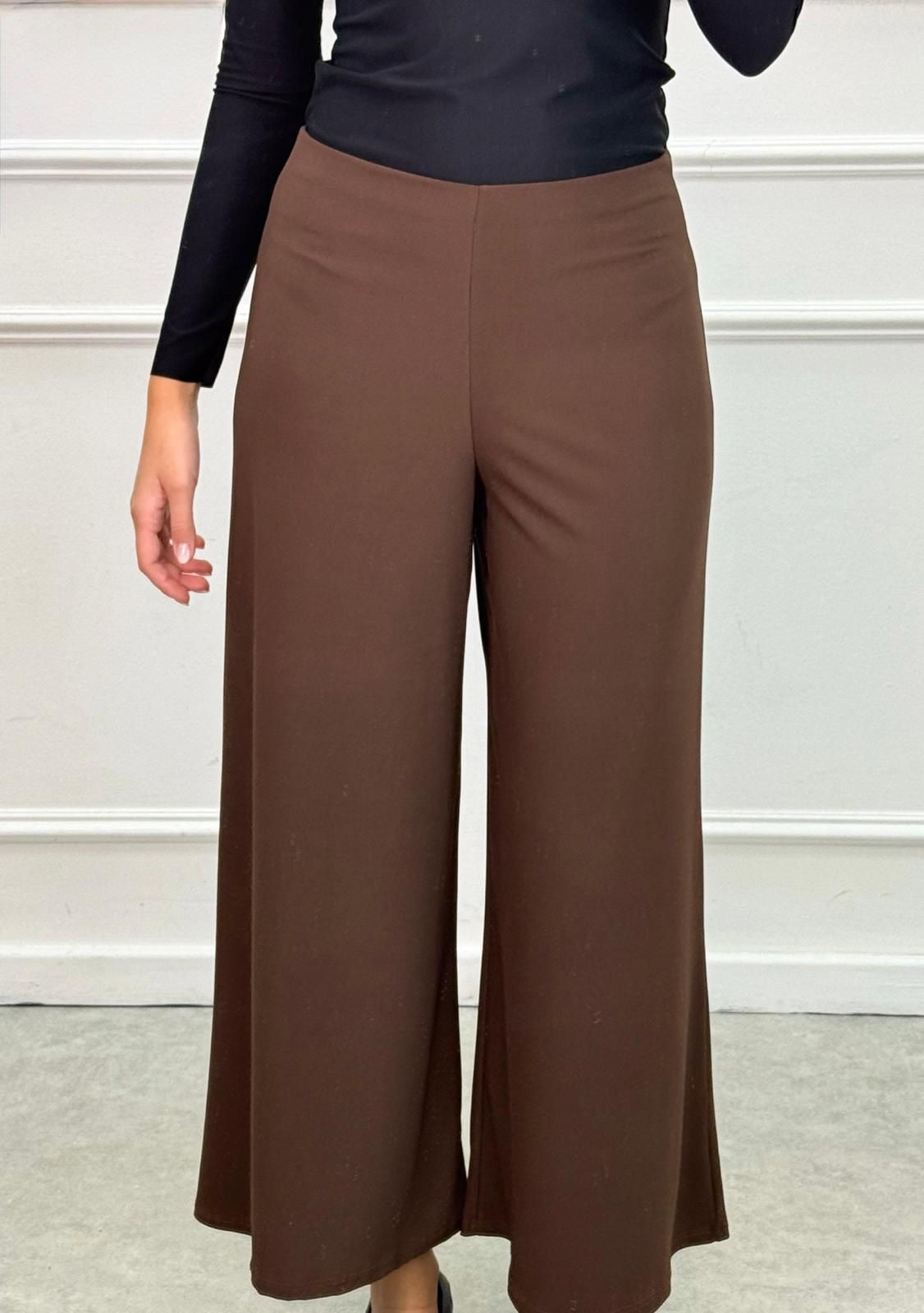 Chocolate brown wide leg trousers