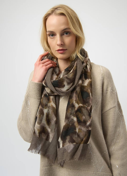 Joseph Ribkoff Animal Print Scarf With Sequins