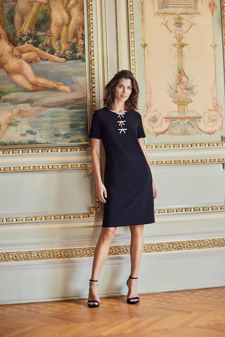 Frank Lyman - Black Shift Diamante bow Party Dress 259037