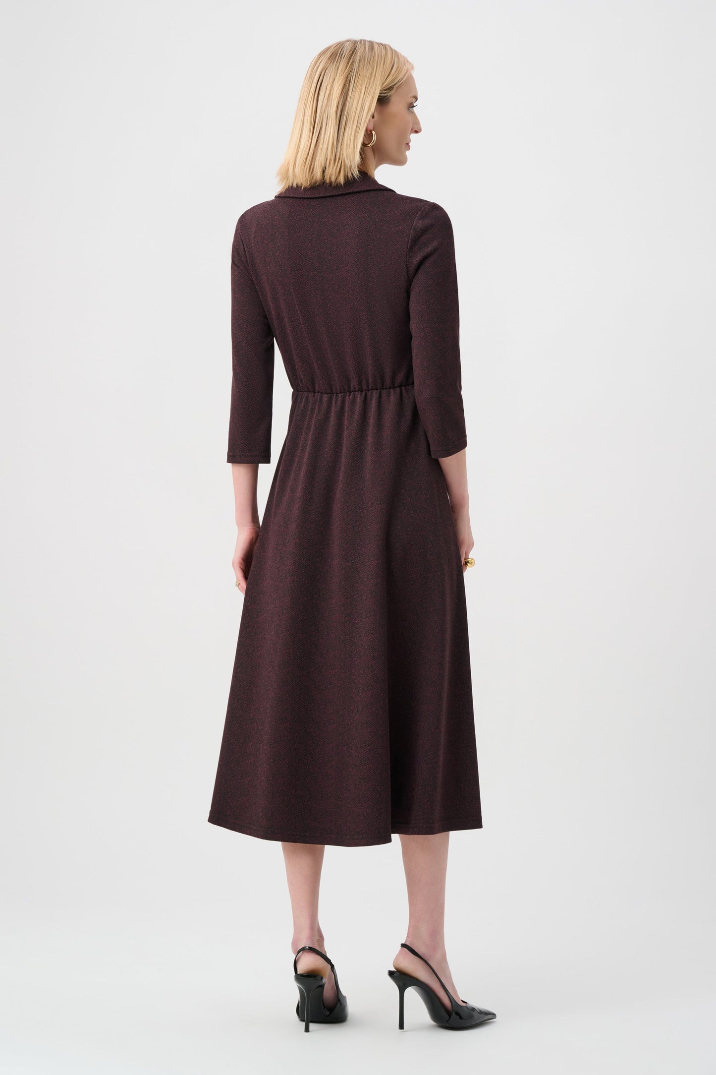 JOSEPH RIBKOFF Herringbone Fit And Flare Wrap Dress 263061