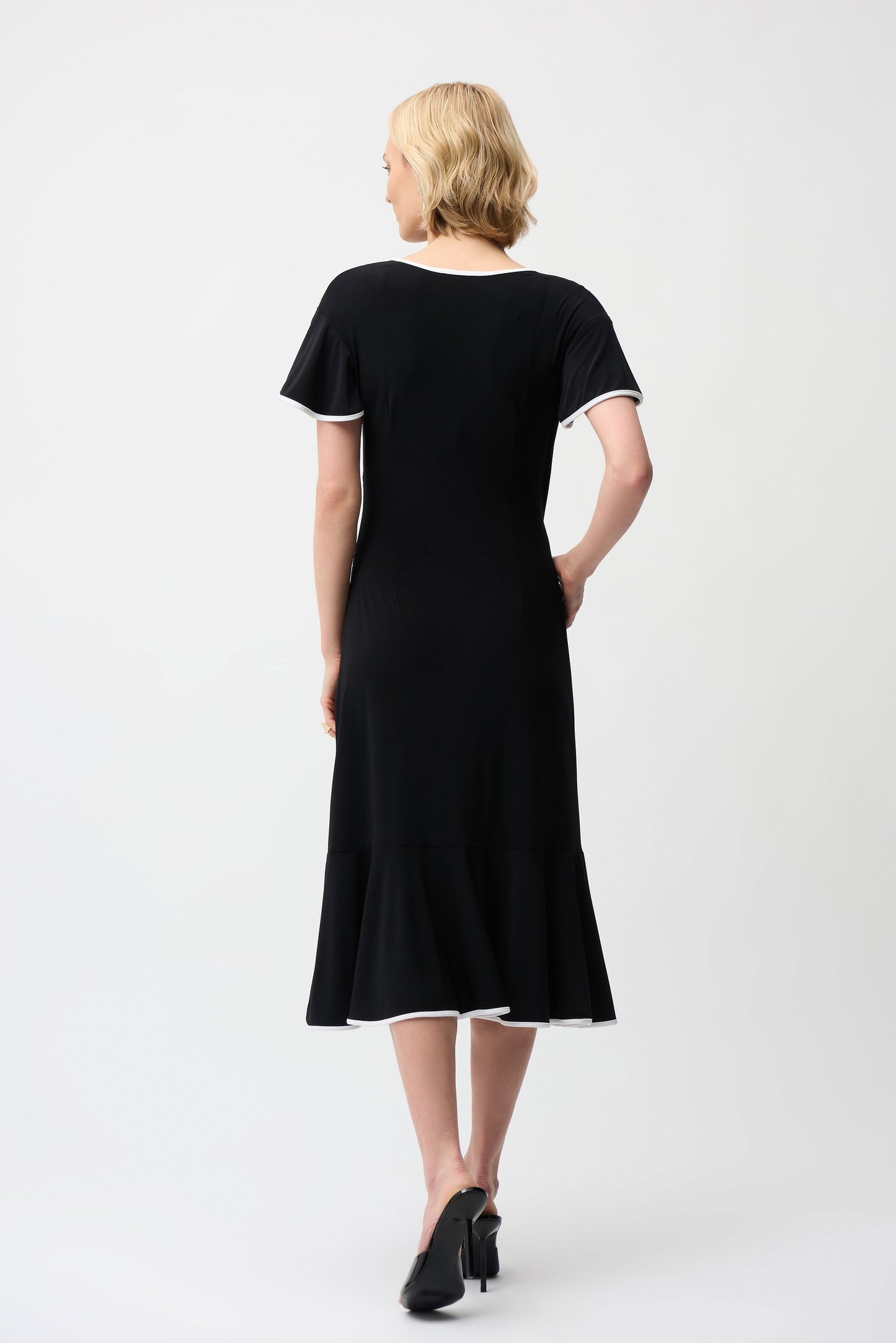 Silky Knit Wrap Dress With Contrast Trim
261013