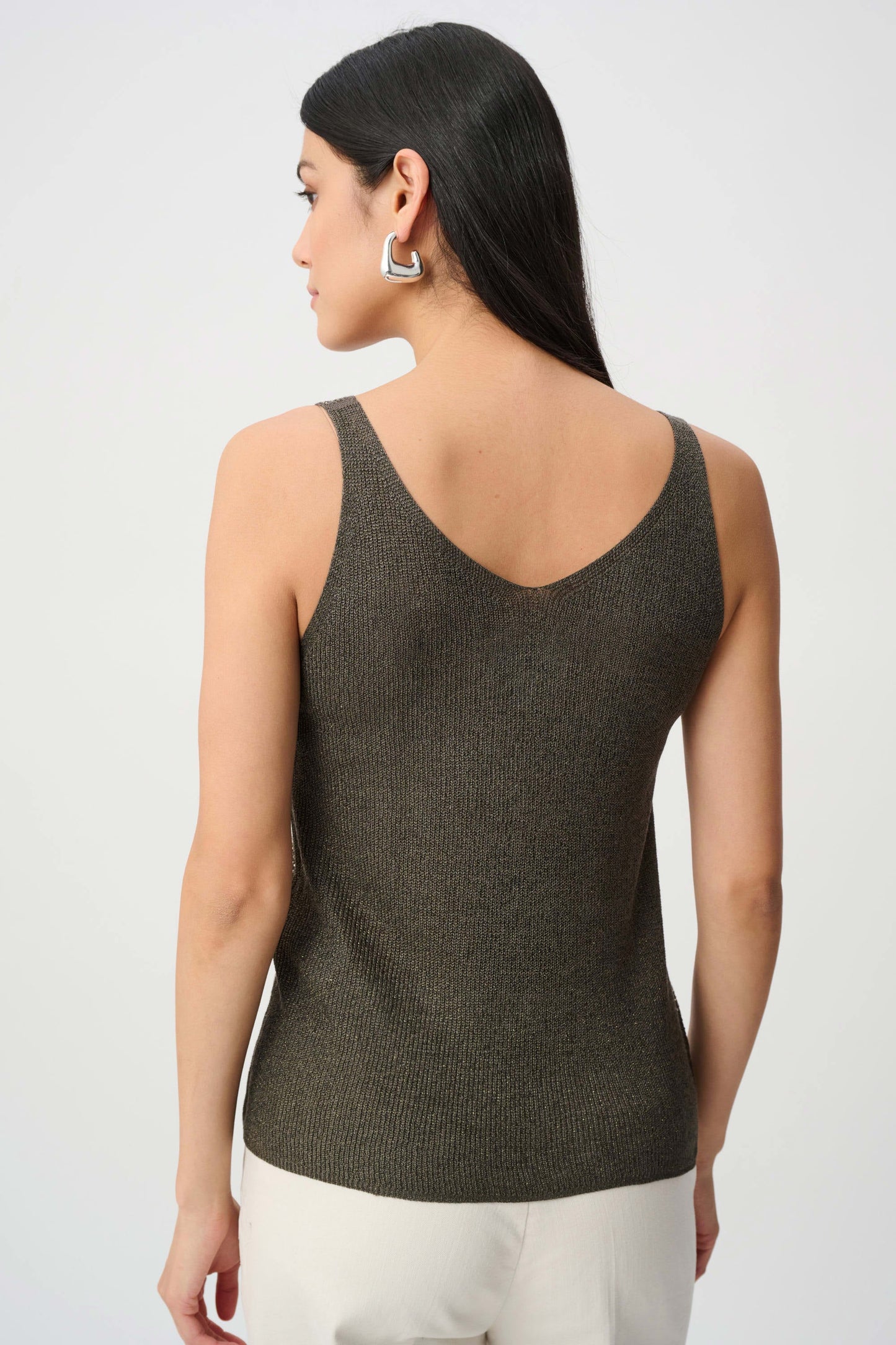 JOSEPH RIBKOFF Metallic Knitted Camisole with Rhinestones 252915F26