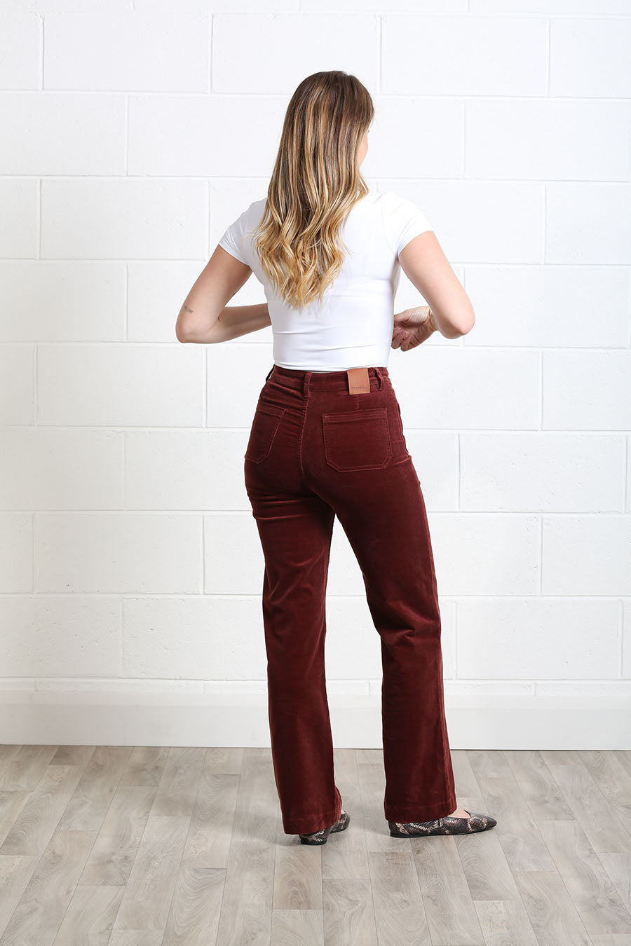 Rant & Rave Bridget Cord Wide Leg Terracotta