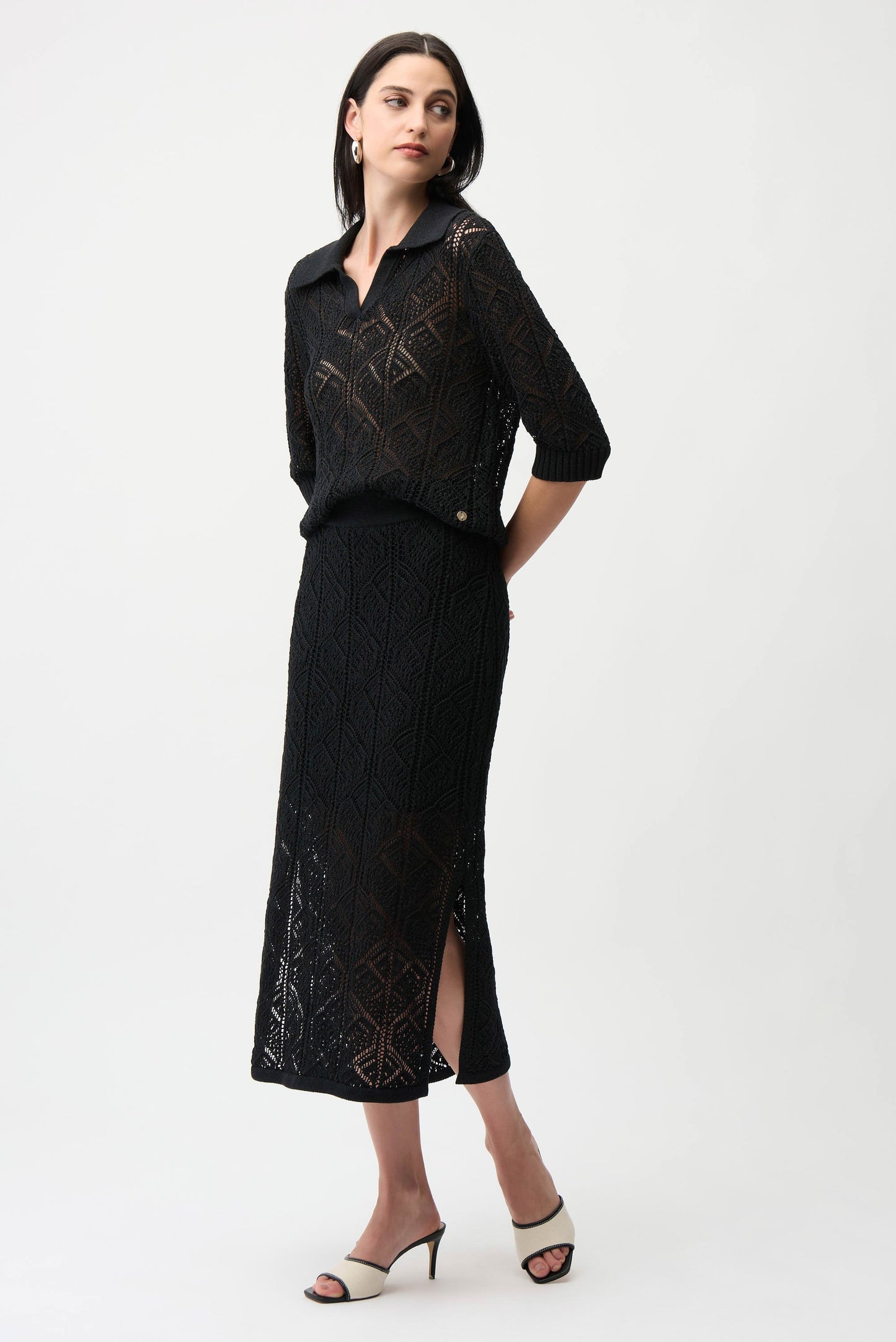 Cotton Blend Open Stitch Pencil Skirt
261928